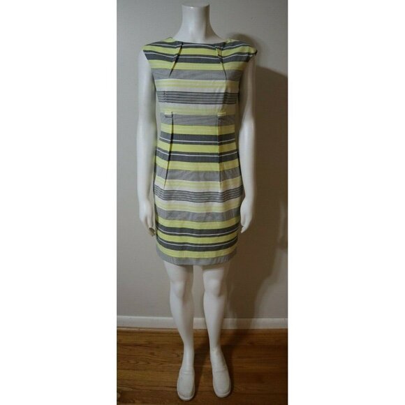WOMEN'S GRAY AND YELLOW STRIPED DRESS - CALVIN KLEIN - SIZE 2 - SHEATH DRESS - Picture 1 of 7